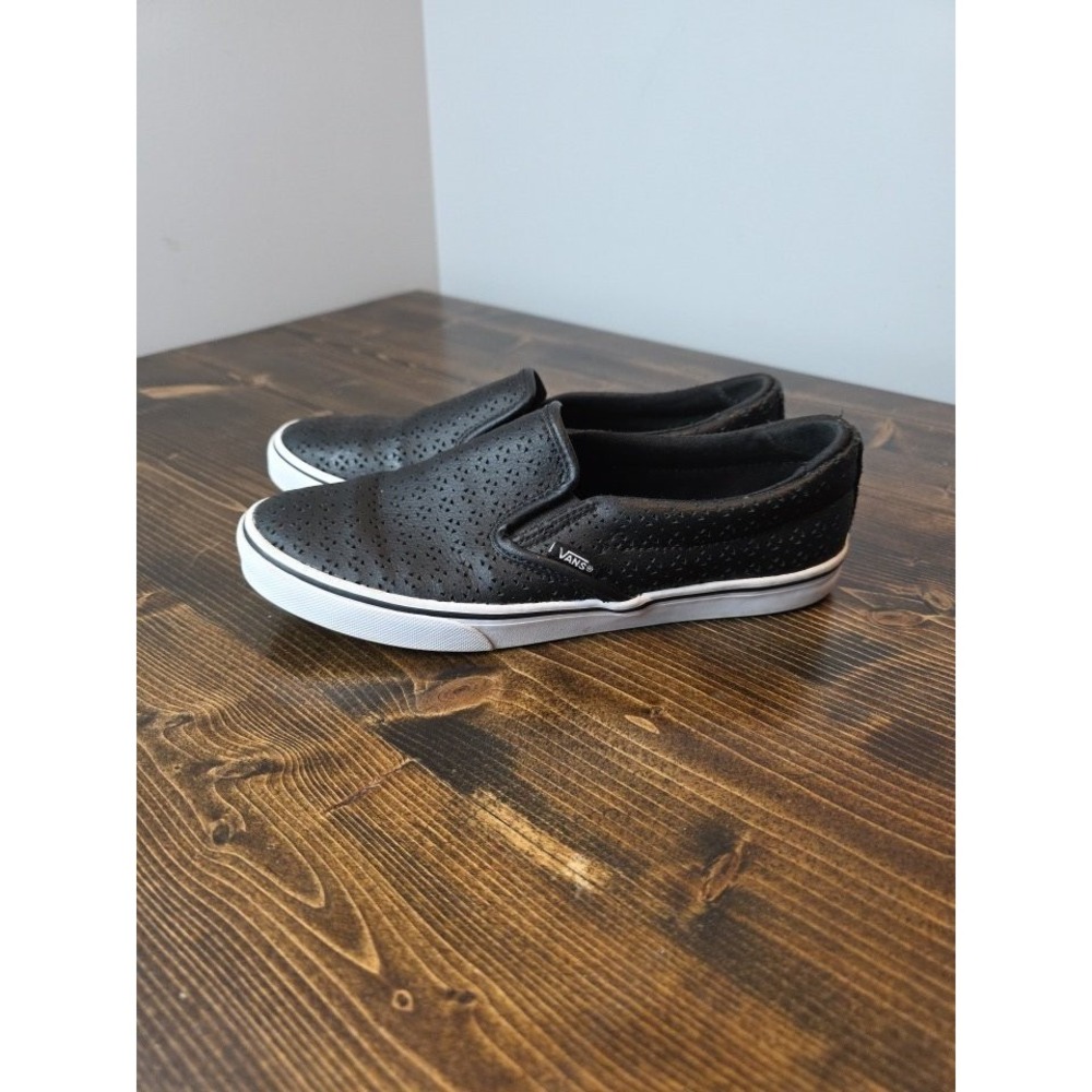 VANS Women's Sneakers Size 8.5 UK 6 Black Leather Slip On Skate Shoes‎ 721356 - Picture 7 of 13